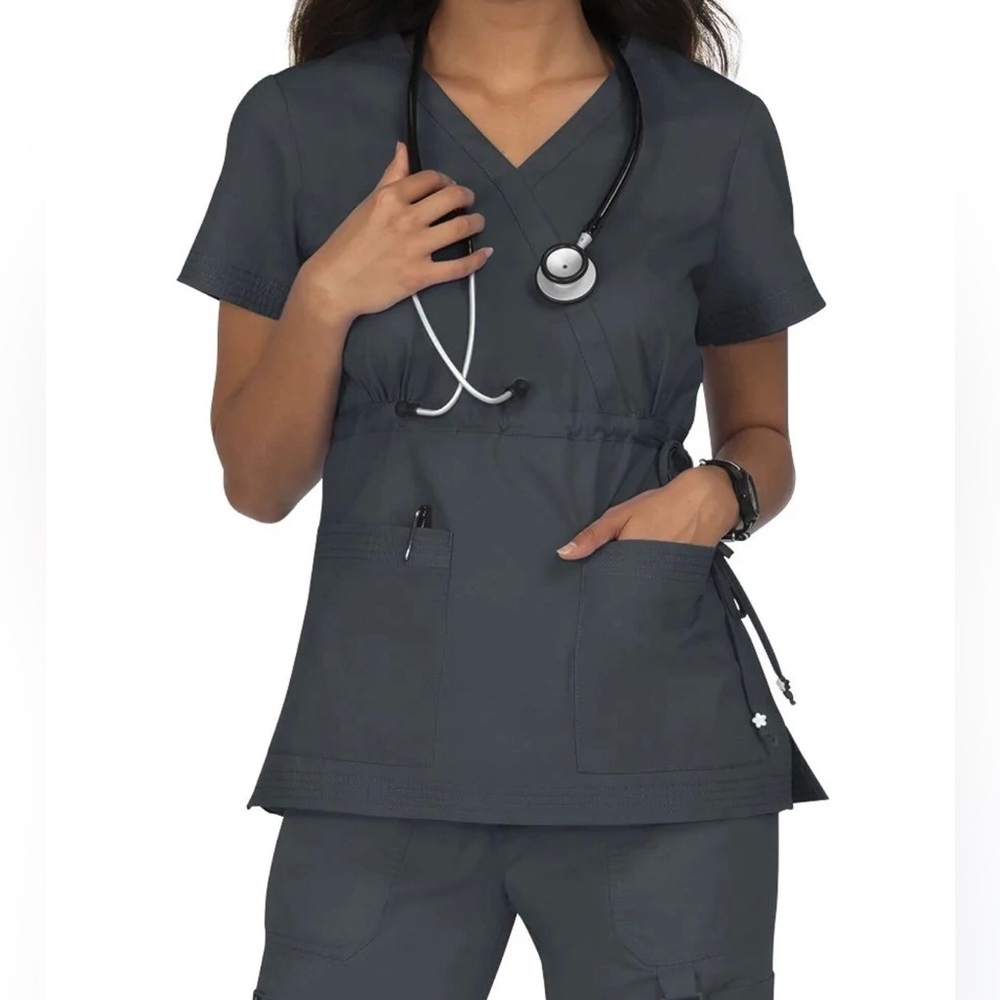 Koi Medium Katelyn Grey Scrub Top/Small-Long Lindsey Cargo Pant. Gently Used.